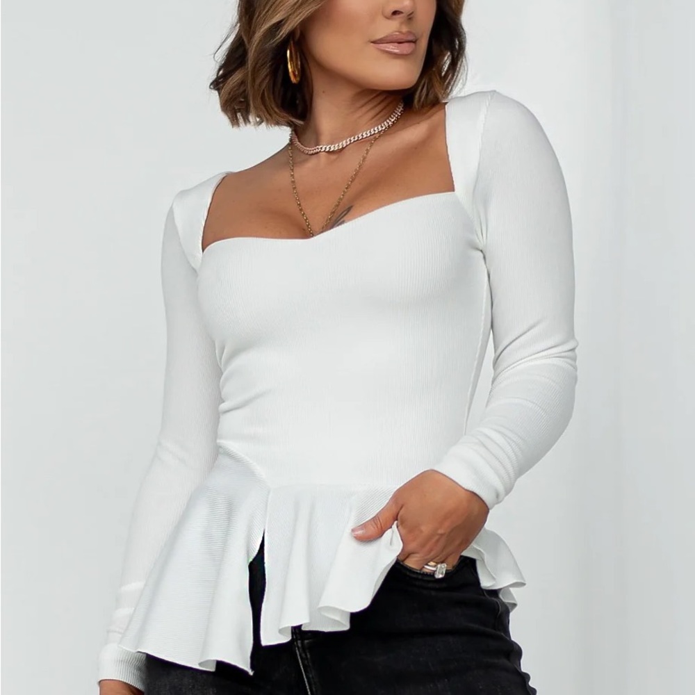 DENI TOP white long sleeve top by ByEgreis